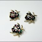 Vintage Rhinestone Ladybug Scatter Pins