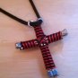 Disciple's Cross Necklace - Red -Black Stripes