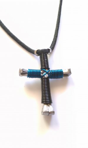 Disciple's Cross Necklace - Black and Peacock Blue (Two-toned)