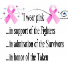 Cancer Awareness Shirt, "I wear pink..."