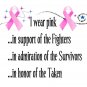 Cancer Awareness Shirt, "I wear pink..."