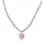 Pink Butterfly Necklace Made with Swarovski Crystals and Pearls Sterling Silver
