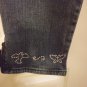 Hand embelished religious themed used jeans