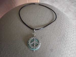handmade- choker style cord with peace sign pendant