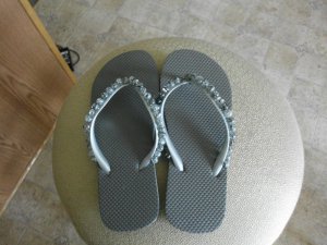 Handmade Beaded Flip Flops with matching necklace and bracelet