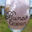 Bunco Queen Hand Painted Wine Glass