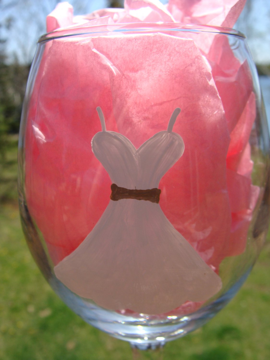 Bride Wedding Dress White Hand Painted Wine Glass