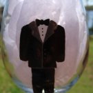 Groom Wedding Tux Black Hand Painted Wine Glass