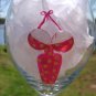 Pink Dress with Yellow Polka Dots 3D Boobs Hand Painted Wine Glass