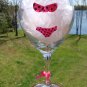 Beach Babe Pink Bikini Polka Dots 3D Boobs Hand Painted Wine Glass