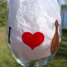 I Love Dulcimers Heart Hand Painted Wine Glass
