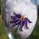 Purple Flower Hand Painted Wine Glass