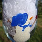 Snowman Hand Painted Wine Glass