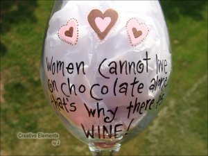 Chocolate & Wine Hand Painted Wine Glass
