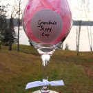 Grandma's Sippy Cup Hand Painted Wine Glass