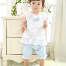 Size 80 Blue - Infant Girl's Suit - Top + Bottom