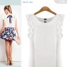 Size Asian S (US XS(2) UK 2 AU 4)  - Women Lacing Bow Chiffon Blouse