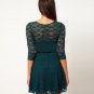 Size Asian S (US S(2) ,UK 2, AU 4) - Ladies Round Neck Lace Dress With Belt