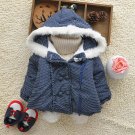 Size 110 Blue - Fashion Cute Girls Hooded Jacket