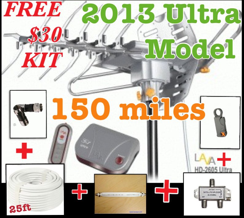 Lava HD2605 Ultra w/ G3 Control Box Indoor/Outdoor HDTV Antenna