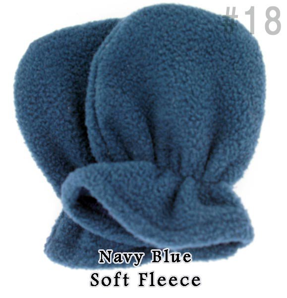 Navy Blue Fleece No Scratch Baby Mittens 018