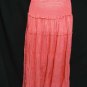 #6972 Coral Rose-Color Summer Cotton Convertible Maxi Skirt Size S-M-L