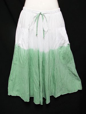 #6954 Ombre Celadon-Color Summer Cotton Maxi Skirt Size S-M-L