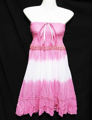 #6965 Ombre Tulip-Color Summer Cotton Convertible Maxi Skirt Size S-M-L