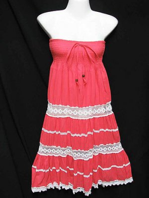 #6970 Lace,La Rosa-Color Summer Cotton Convertible Maxi Skirt Size S-M-L