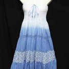#6961 Floral,French Blue-Color Summer Cotton Convertible Maxi Skirt Size S-M-L
