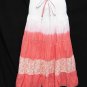 #6963 Floral,Coral Red-Color Summer Cotton Convertible Maxi Skirt Size S-M-L