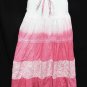 #6962 Floral,Wild Rose-Color Summer Cotton Convertible Maxi Skirt Size S-M-L