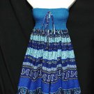 #6969 Paisley,Electric Blue-Color Summer Cotton Convertible Maxi Skirt Size S-M-L