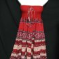 #6968 Paisley,Red-Color Summer Cotton Blend Convertible Maxi Skirt Size S-M-L