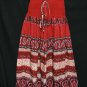 #6968 Paisley,Red-Color Summer Cotton Blend Convertible Maxi Skirt Size S-M-L