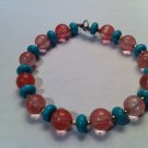 Rose quarts and blue bead bracelet