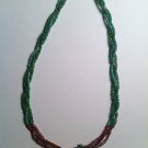 Green and Pink Bird Bead Necklace