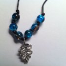 Crackle Bead Leather Necklace