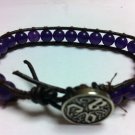 Purple Semi-precious Stone and Leather Bracelet