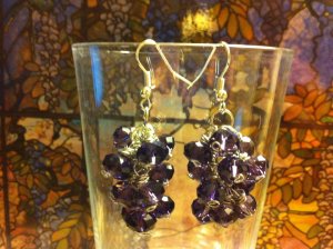 purple grape cluster earrings