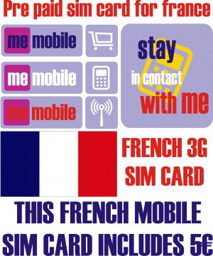 Pre Paid FRENCH 3G SIM CARD WITH 5&acirc;�&not; free CREDIT FOR FRANCE , france sim card