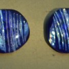 Dichroic Post Earrings  - Blue and Silver Round
