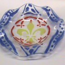 Fused Enamel - 5 1/2" fluted bowl Red, Blue, Yellow Fleur d'lys