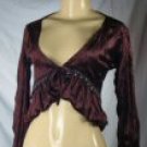 Forever Young - Junior Velveteen Long sleeve Shrug Tops with Sequins & Beads Accented Bust line