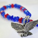 Bracelet sapphire and red jade patriotic vintage eagle
