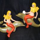Vintage Sexy Mermaid Riding Dolphin Atlantic Mold Wall Hanging