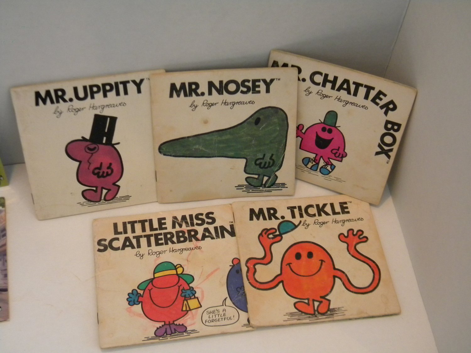 5 Vintage Mr. Nosey & Little Miss Books by Roger Hargreaves