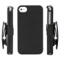 Deluxe Rubberized Hard Case Cover + Belt Clip Holster w/ Stand For iPhone 4S 4G (BLACK)