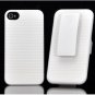 Deluxe Rubberized Hard Case Cover + Belt Clip Holster w/ Stand For iPhone 4S 4G(WHITE)