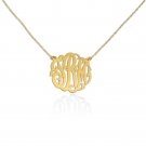Monogram Necklace 0.5 inch Handcrafted 24K Gold Plated Silver Initial Necklace